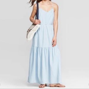 Tiered denim maxi dress